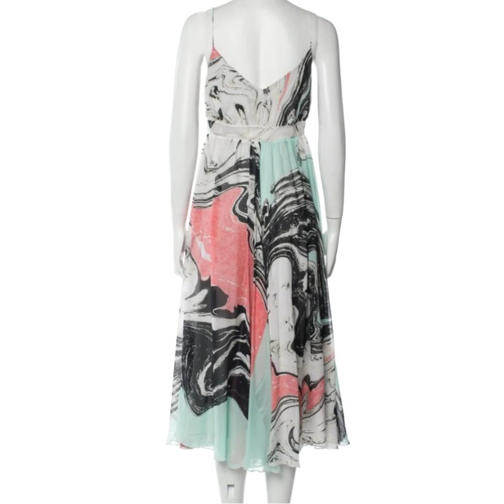 Diane Von Furstenberg Jolie Turquoise Silk A-Line Midi Dress Size 2 Resortwear - Picture 4 of 16